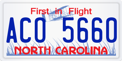 NC license plate ACO5660