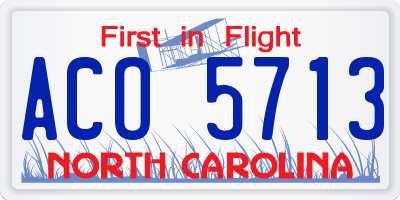 NC license plate ACO5713