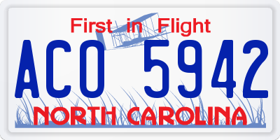 NC license plate ACO5942
