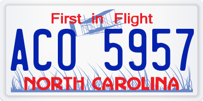 NC license plate ACO5957