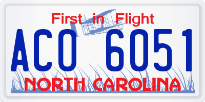 NC license plate ACO6051
