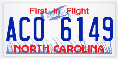 NC license plate ACO6149