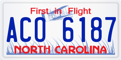 NC license plate ACO6187
