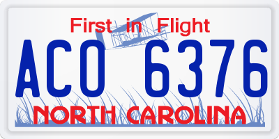 NC license plate ACO6376
