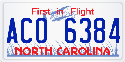 NC license plate ACO6384