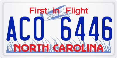 NC license plate ACO6446