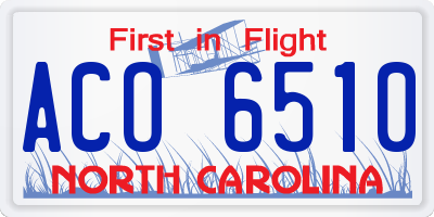 NC license plate ACO6510