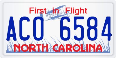 NC license plate ACO6584