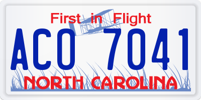 NC license plate ACO7041