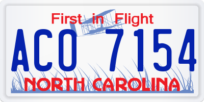 NC license plate ACO7154