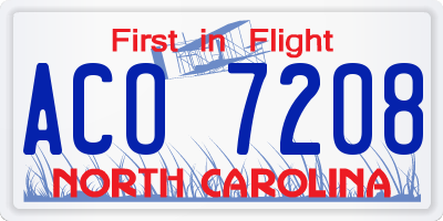 NC license plate ACO7208