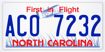 NC license plate ACO7232