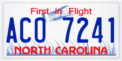 NC license plate ACO7241