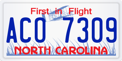 NC license plate ACO7309