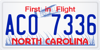 NC license plate ACO7336