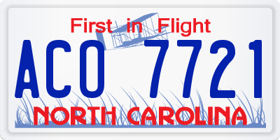 NC license plate ACO7721
