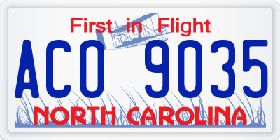 NC license plate ACO9035