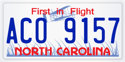 NC license plate ACO9157