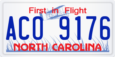 NC license plate ACO9176