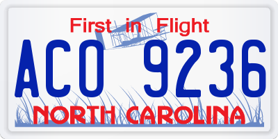 NC license plate ACO9236