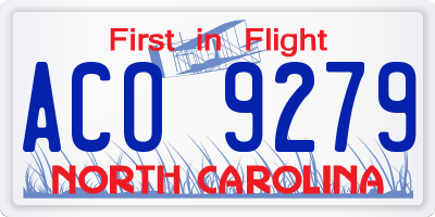 NC license plate ACO9279