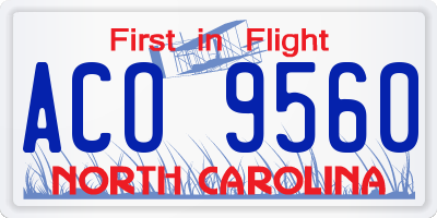 NC license plate ACO9560