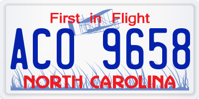 NC license plate ACO9658
