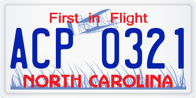 NC license plate ACP0321