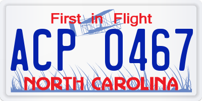 NC license plate ACP0467