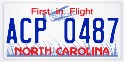 NC license plate ACP0487