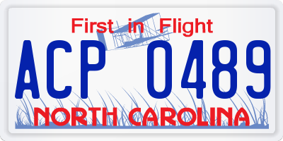 NC license plate ACP0489