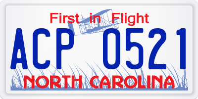 NC license plate ACP0521