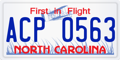NC license plate ACP0563