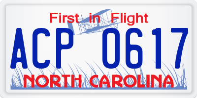 NC license plate ACP0617