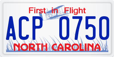 NC license plate ACP0750