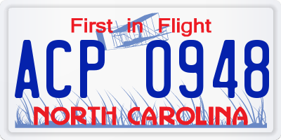 NC license plate ACP0948