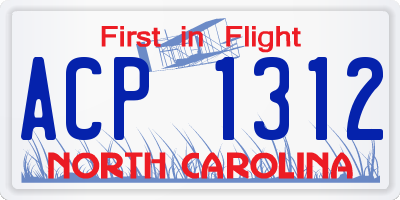 NC license plate ACP1312