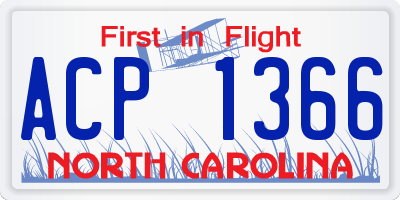 NC license plate ACP1366
