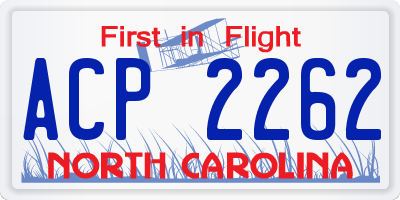 NC license plate ACP2262