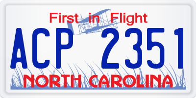 NC license plate ACP2351