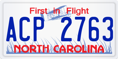 NC license plate ACP2763