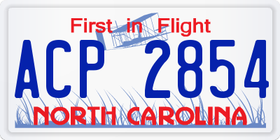 NC license plate ACP2854