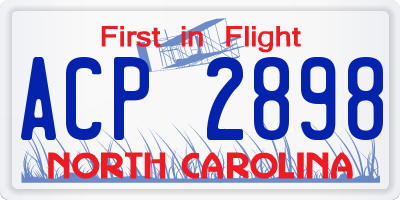 NC license plate ACP2898