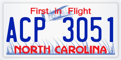 NC license plate ACP3051