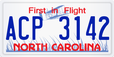 NC license plate ACP3142