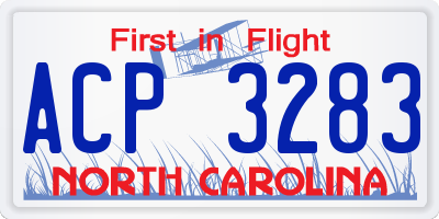 NC license plate ACP3283