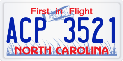 NC license plate ACP3521