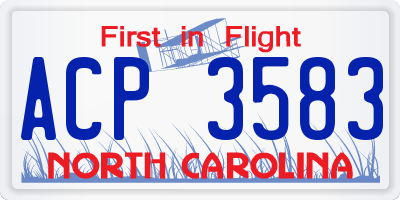 NC license plate ACP3583