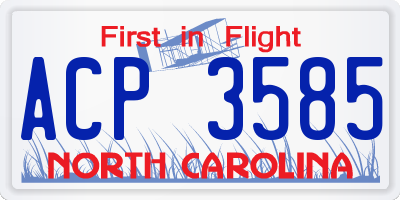 NC license plate ACP3585