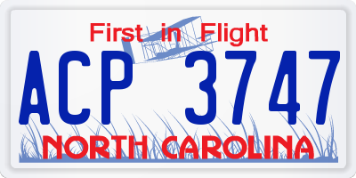NC license plate ACP3747